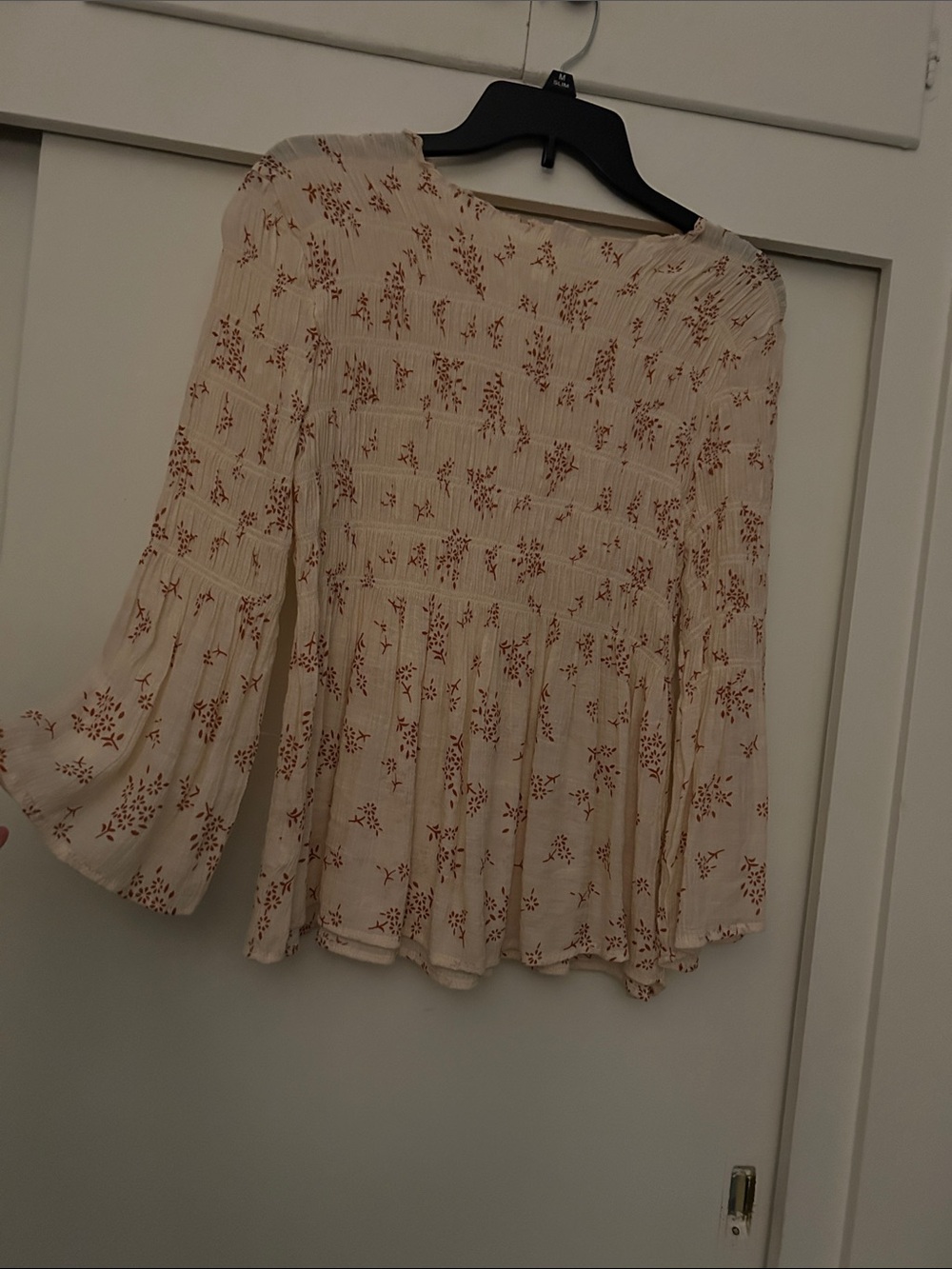 Adiva Cream Floral Smocked Peasant Top